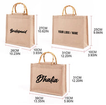 Load image into Gallery viewer, Embroidered Jute Bamboo Tote
