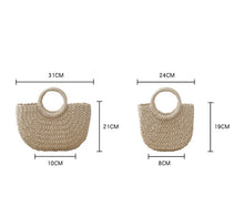 Load image into Gallery viewer, Straw Beach Bag Pearl Initial
