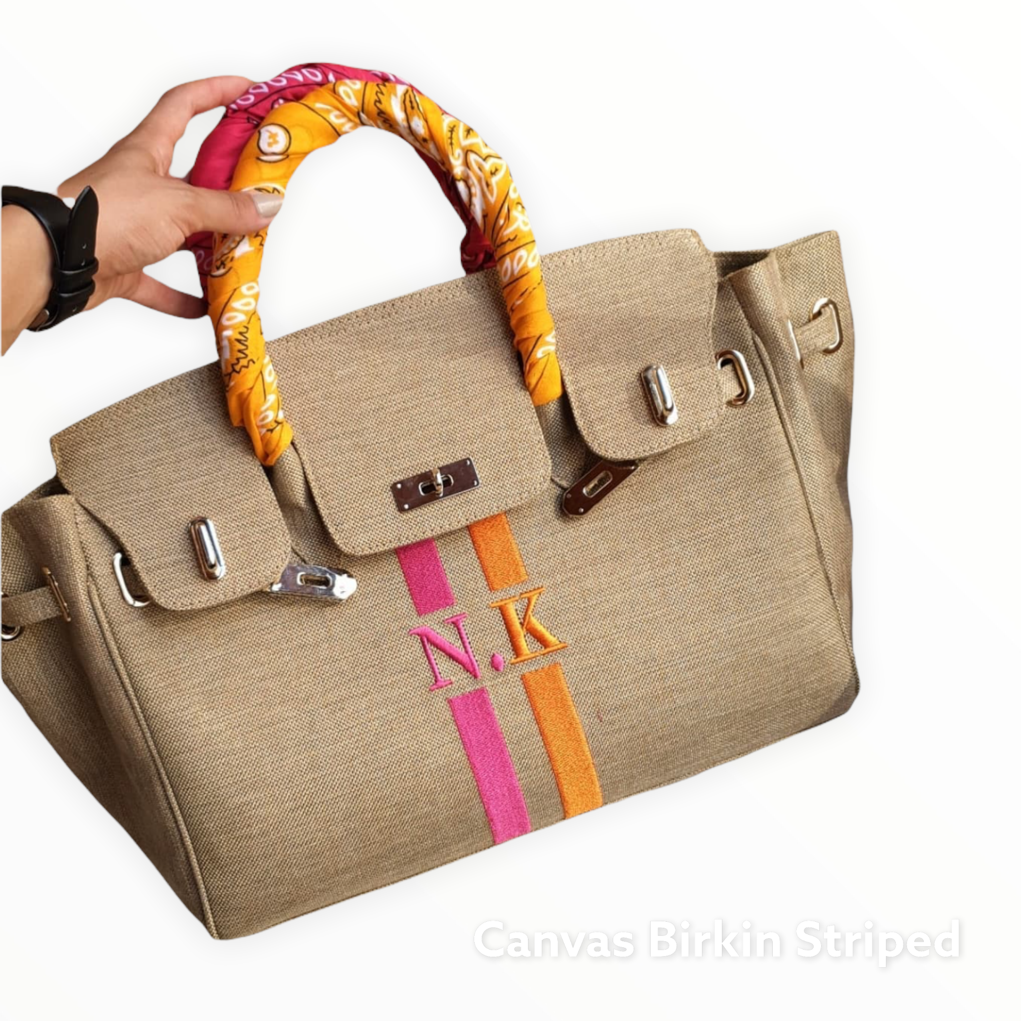 Canvas birkin sale bag