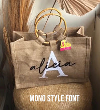 Load image into Gallery viewer, Jute Tote with Bamboo Handle
