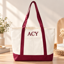 Load image into Gallery viewer, Burgundy Boat Tote
