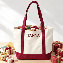 Load image into Gallery viewer, Burgundy Holiday Tote Bag
