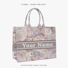 Load image into Gallery viewer, 2-3 DAYS PROCESS - Custom Stripe Canvas Tote Bag / FREE EMBROIDERY
