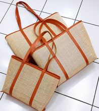 Load image into Gallery viewer, Rattan Webbing Leather Tote
