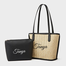 Cargar imagen en el visor de la galería, Straw Braided Bag with Inner Pouch
