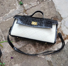 Load image into Gallery viewer, Handmade Pandan Clutch with Croco Leather
