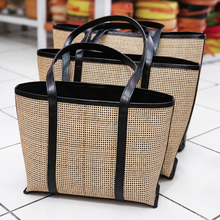 Load image into Gallery viewer, Rattan Webbing Leather Tote
