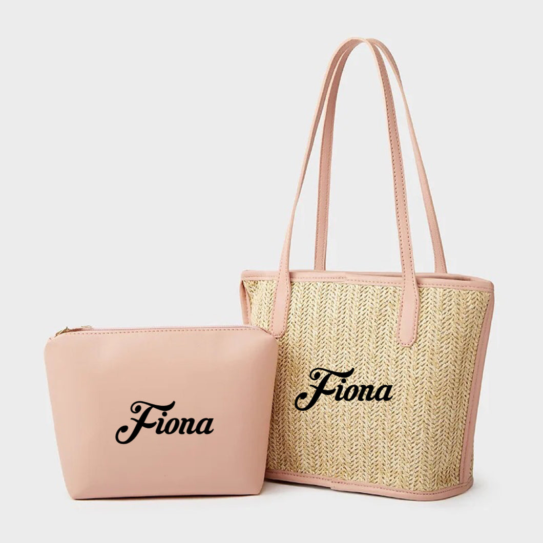 Straw Braided Bag with Inner Pouch