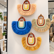 Load image into Gallery viewer, Filipina Raffia Fringe Tote Bag
