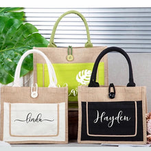 Load image into Gallery viewer, Colorful Linen Jute Bag

