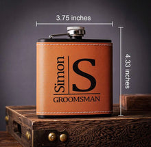 Cargar imagen en el visor de la galería, Personalized Men&#39;s Leather Whisky Flask
