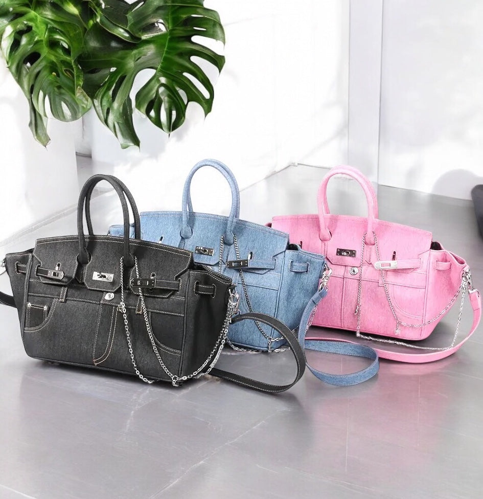 Denim Birkin Leather Chain Bag - WHOLESALE