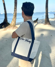 Load image into Gallery viewer, Embroidered Two Tone Canvas bag
