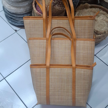 Load image into Gallery viewer, Rattan Webbing Leather Tote
