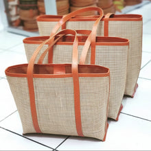 Load image into Gallery viewer, Rattan Webbing Leather Tote
