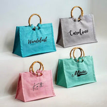 Load image into Gallery viewer, Bamboo Colorful Jute Bag
