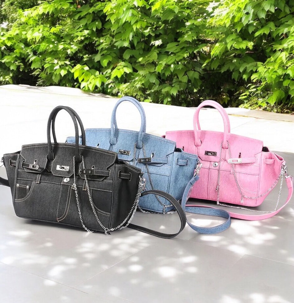 Denim Birkin Leather Chain Bag ~ 60pcs WHOLESALE