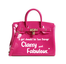 Load image into Gallery viewer, Bright pink tote bag with quote design from Travellers Hat Boutique personalized Beachkin tote
