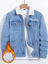 Cargar imagen en el visor de la galería, Personalized Men&#39;s Winter Denim Jacket
