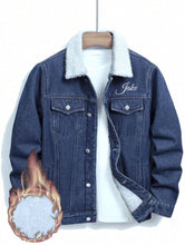 Cargar imagen en el visor de la galería, Personalized Men&#39;s Winter Denim Jacket
