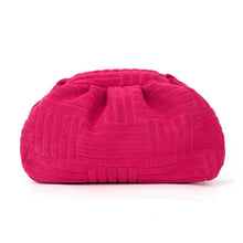 Load image into Gallery viewer, Pink textured clutch bag from Travellers Hat Boutique with soft fabric and ruched design
