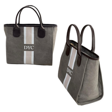 Load image into Gallery viewer, Leather Stripe Tote Bag
