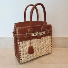 Carica l&#39;immagine nel visualizzatore di Gallery, Premium Birkin Wicker Bag - Genuine Leather
