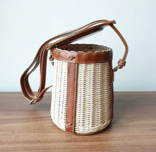 Load image into Gallery viewer, Rattan Bucket Tote
