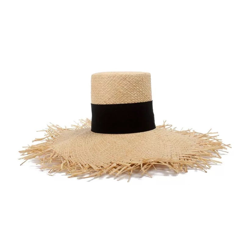 Vintage Navy Straw Hat 40s Tilt 60s Fedora High Crown Michelle Raffia Black  50s