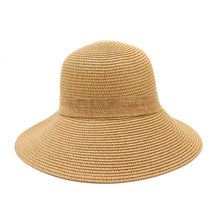 Cargar imagen en el visor de la galería, Personalized straw hat for women in natural tan color with wide brim from Travellers Hat Boutique
