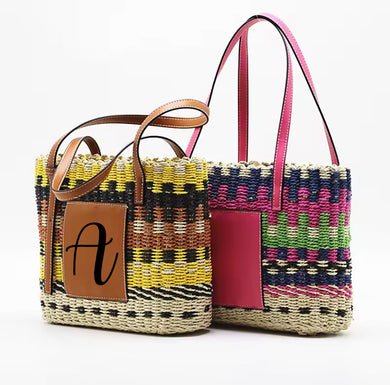 Personalized Colorful Straw Bag - Travellers Hat Boutique