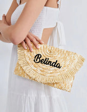 Load image into Gallery viewer, Fringe Flap Straw Clutch
