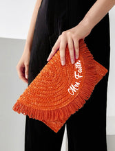 Load image into Gallery viewer, Fringe Flap Straw Clutch

