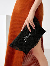 Load image into Gallery viewer, Fringe Flap Straw Clutch
