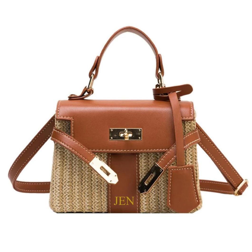 Personalized Vintage Straw Bag